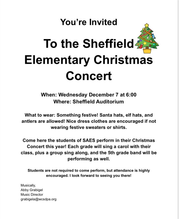 Christmas concert info sheet