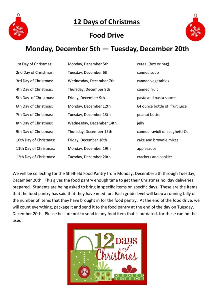 12 Days of Christmas Food Drive Calendar 
