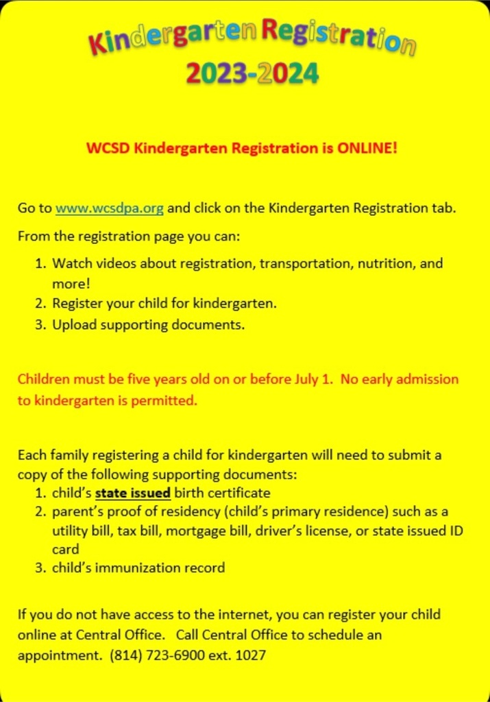 kindergarten registration requirements 