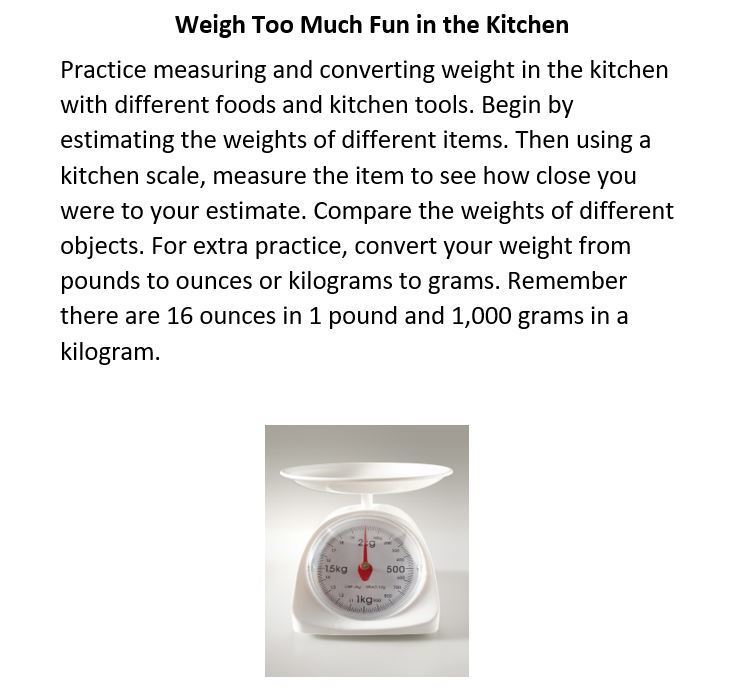 Weighing activity in the Kitchen