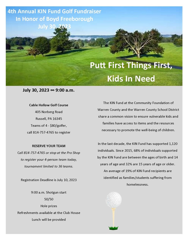 KIN Golf Team registration form